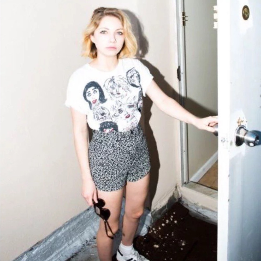 High waisted black and white AA shorts